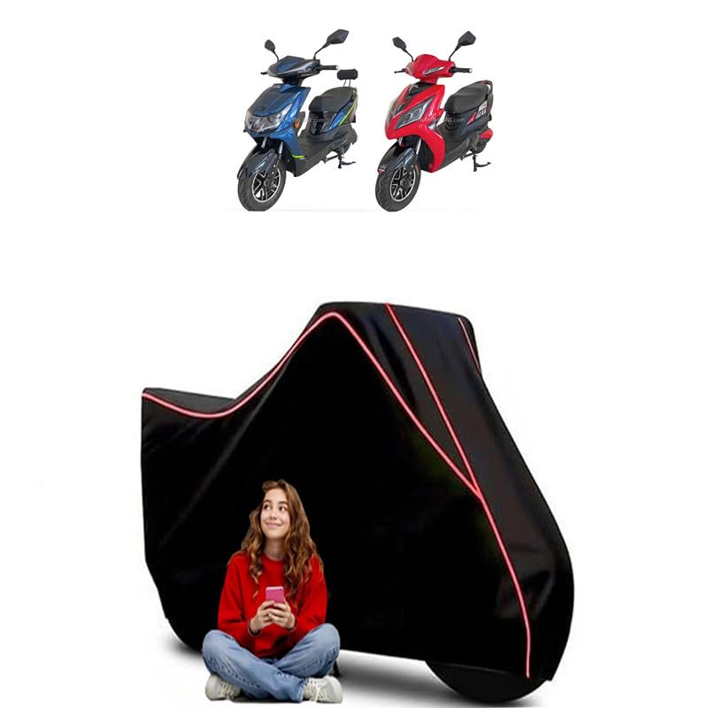 Image of EeVe Atreo EeVe Ahava Scooty Bike Cover Water Resistant Outdoor Use Universal Fit Scooters Motorcycles Heavy Duty UV Protection Dust Rain Scratch Resistant Elastic Bottom Black Blue Piping