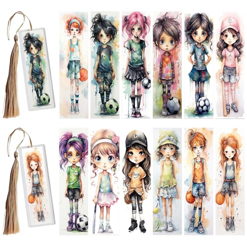 XRTHGS 24pcs UV DTF Cup Wrap for Acrylic Bookmarks, Easy Application, UV DTF Transfer Paper for Personalizing Books, Journals, and More, Bookmarks for Reading (Sports Girl)