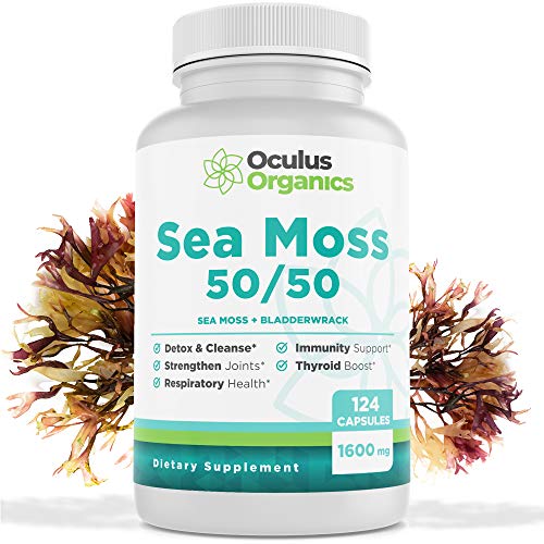 Oculus Organics 50/50 Sea Moss + Bladderwrack (124 Capsules/1600mg Serving) | Sea Moss Organic | Irish Sea Moss Organic Raw | Seamoss Raw Organic Sea Moss Capsules | Sea Moss and Bladderwrack Capsules