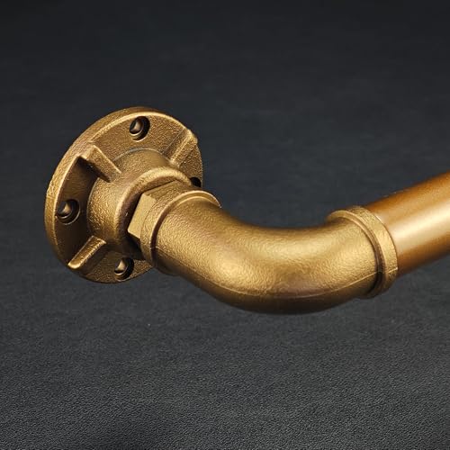 Image of SKYPLUS LIVING Vintage Industrial Window Curtain Rod, 1-Inch Diameter, Adjustable 72 to 144 Inches, Aged Bronze Finish