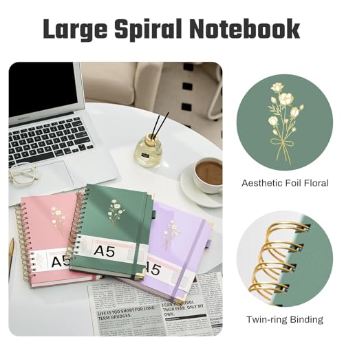 Prise de notes efficace : carnet à spirales ligné 240 pages