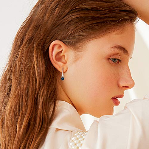 925 Sterling Silver Small Pear-Shaped Modern Style Hook Earrings with Crystals from Austria4