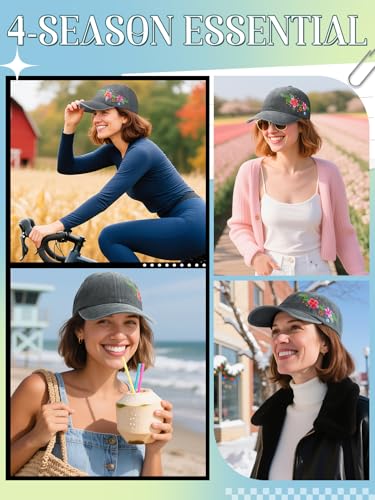 Image of Biggun Trendy Embroidered Baseball Cap for Girls Women Men - Adjustable Soft Breathable Hats for Casual Wear