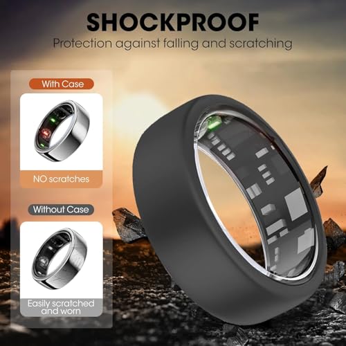 Image of 2-Pack Anti-Scratch Elastic Silicone Ring Case for Oura Ring Gen 3 /4, Samsung Galaxy Ring, RingConn, ULTRAHUMAN Ring AIR Smart Ring (2 Pcs, Black, S for 6 7 8 9 10)