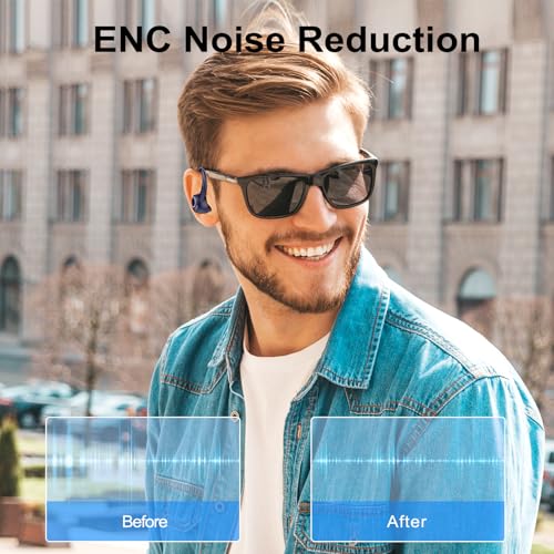 Image of Wireless Earbuds Bluetooth 5.3 Headphones Sports, 48H Over Ear Bud with ENC Mic, Stereo Deep Bass Bluetooth Earbud with Secure Earhooks, LED Display, IPX7 Waterproof Earphone for Running /Gym Deep Blue