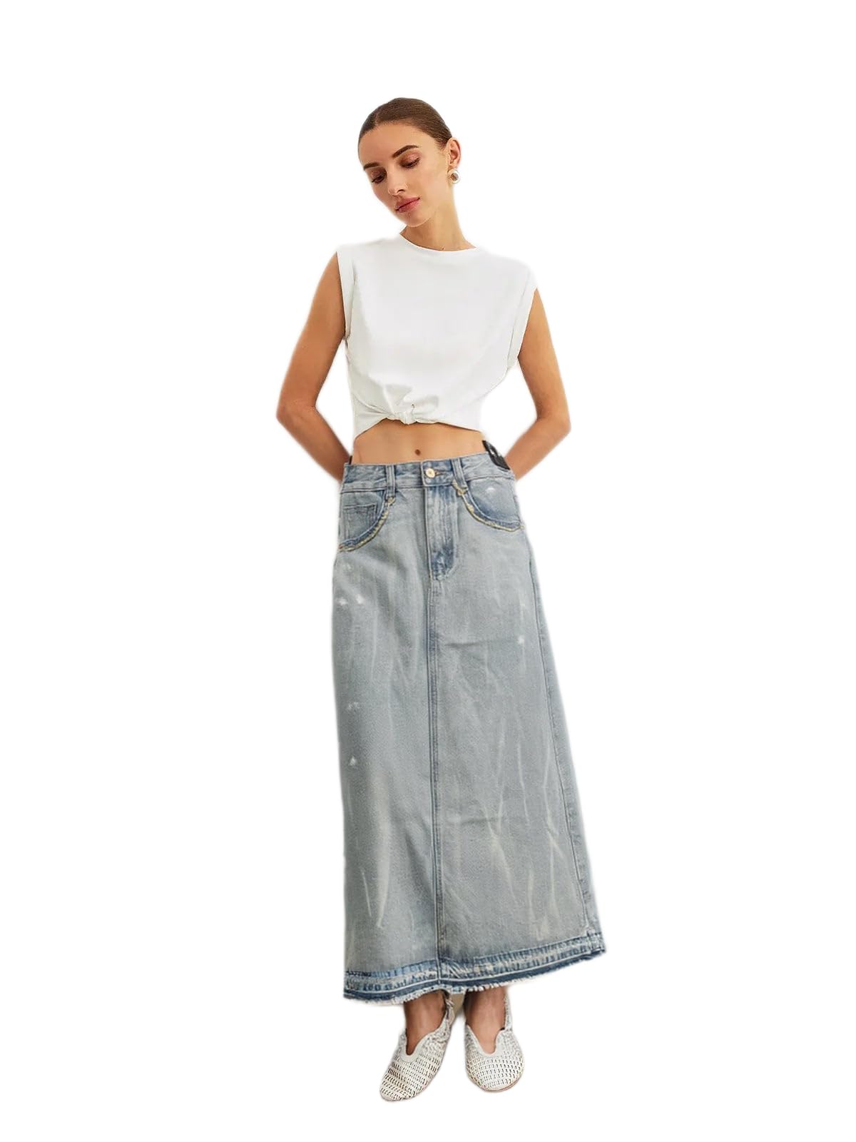 sylor Women Denim Skirt, Size 28, Ice-Blue-picture-20