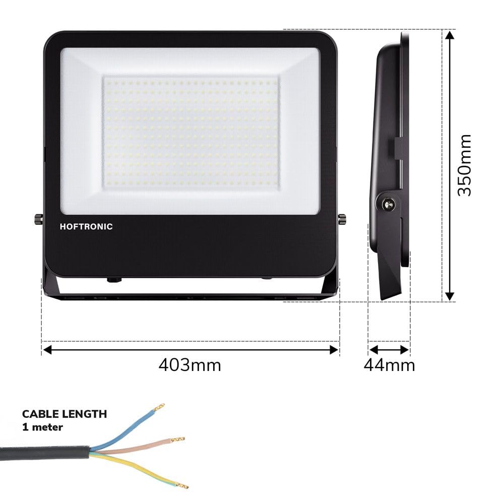 HOFTRONIC - Luxor V2 - LED Strahler 160lm/W - Super Hell 200 Watt 32000 Lumen - IP65 Wasserdicht - 4000K Neutralweiß - UGR <15 Blendfrei - LED Außenstrahler Scheinwerfer