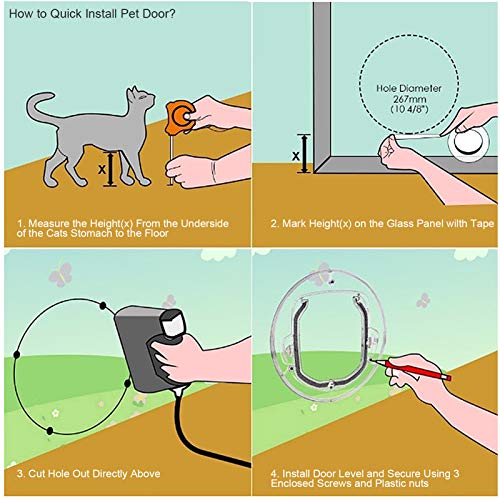 Porta interna para gatos Porta para animais de estimação, ímã redondo de fechamento automático para