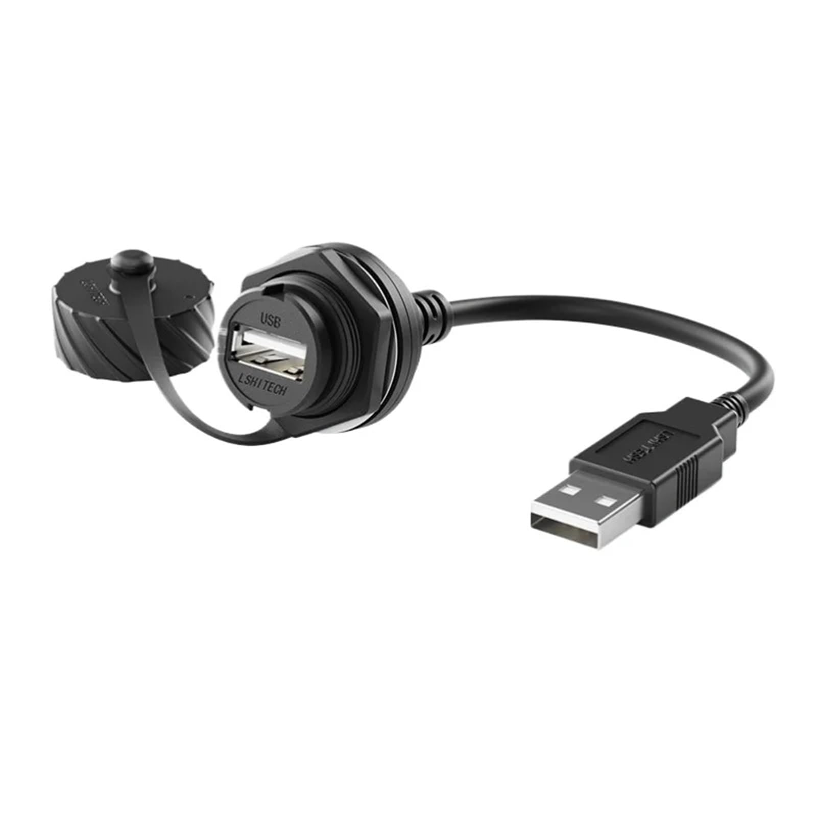 LU20 Otwór 20,8 mm Gniazdo USB 3.0 Wodoodporny A Złącze USB Gniazdo żeńskie Adapter Prosty przedłużacz danych M20 (2 m kabel, nakrętka metalowa)