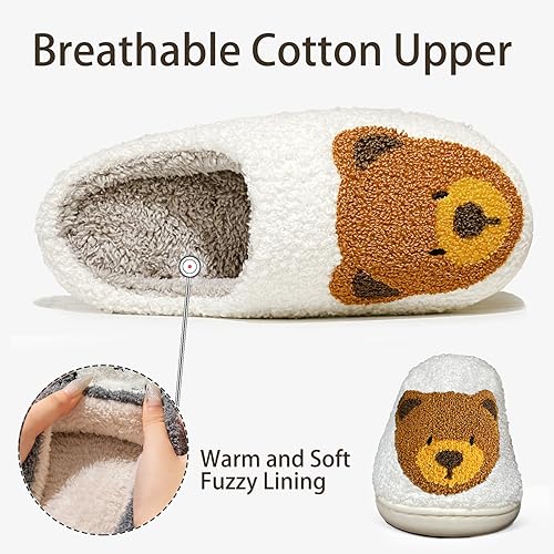 Christmas Slippers Reindeer Slippers for Women and Men Holiday Halloween Slippers Indoor Bedroom Fluffy Warm Fleece Slippers Winter Soft Cozy Home Non-Slip Soft Plush Slip-on Wool Lined House Shoes3