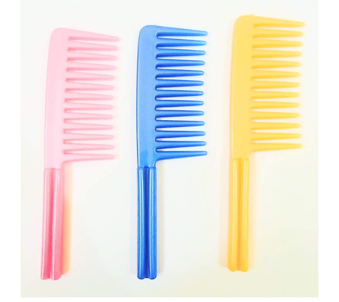 OJWide Tooth Useful for People Having Hair Breakage Problem (Multi colour, 7 Inch) -Comb Set of 3