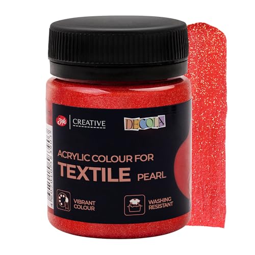 Decola Nevskaya Palitra Peinture Textile Rouge Effet Paillettes 50ml | Hautement Pigmentée et Lavable en Machine | Fabriquée