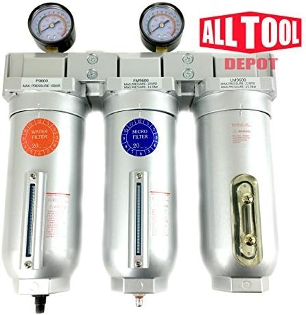 1" Inline Compressed Air Filter Moisture Separator Trap Desiccant Dryer Combo