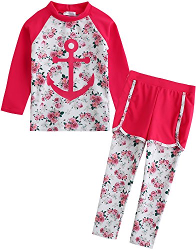 Image of VAENAIT BABY Girls Rash Guard Swimsuit UPF 50+ Long Sleeve Toddler Bathing Suit Ribbon Stawberry Floral Fruit for 2~8Years