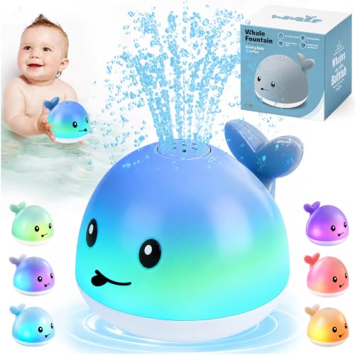 Image of Gigilli Baby Bath Toys, Light Up Pool Water Bathtub Toy for Toddlers Babies | Bath Toys for Kids Boy Girl Gifts, Whale Bath Toy Sprinkler, Birthday Fountain Toy