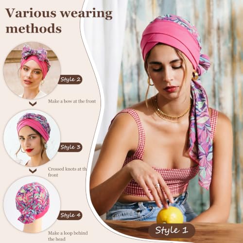 Image of DRESHOW Turban Headwrap for Women Long Hair Head Scarf Headwraps Chemo Headwear Lightweight Hair Loss Covering Hat