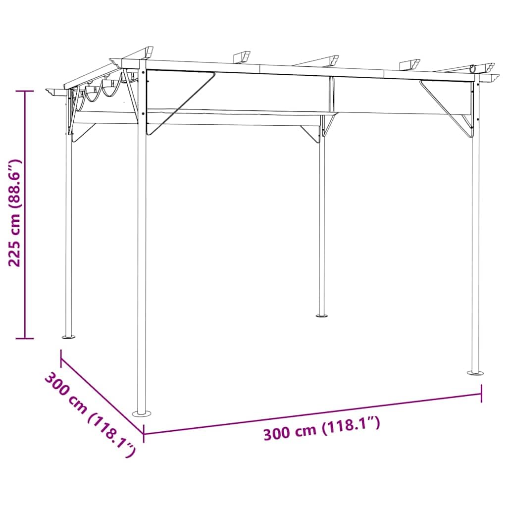 Pergola con tetto estensibile, pergola da giardino, traliccio per piante rampicanti, arco da giardino, arco per rose, gazebo da giardino, antracite, 3 x 3 m, in acciaio, 180 g/m²