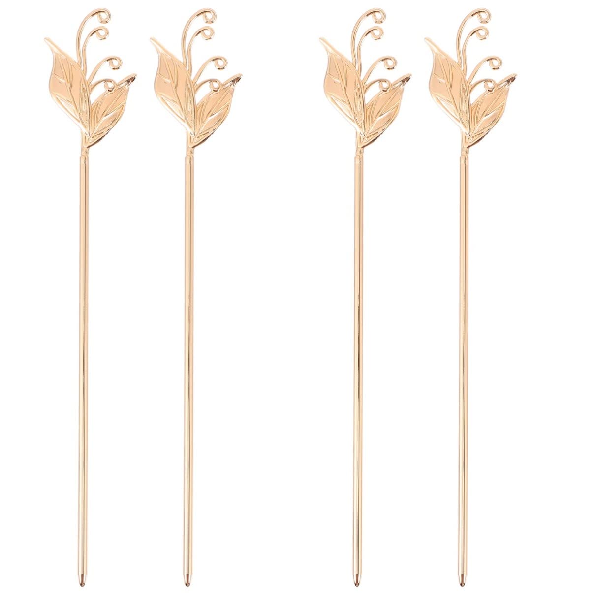 LALAFINA 4pcs Traditional Chignon Accessory Vintage for Picks Chopsticks Pen Handmade Hair Golden , Long Chinese Hollow- Girls Wedding Hairpins Ponytail Hairpin Copper Ornaments
