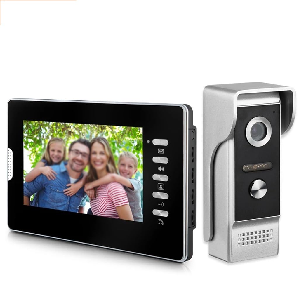 MOBYGKFY Wired Video Door Phone System Intercom Doorbell with Waterproof Outdoor IR Camera Remote Unlock