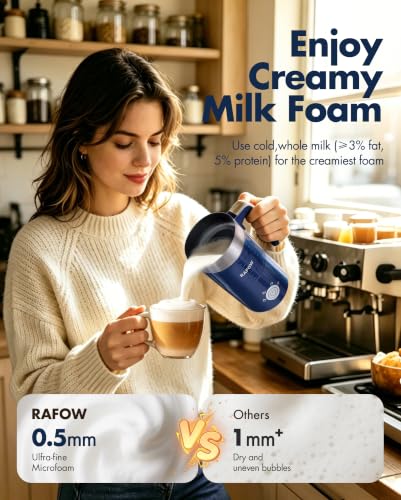 Image of Milk Frother Electric 4 in 1: 10oz /350 mL Large Capacity Electric Milk Steamer for Hot and Cold Milk Froth - Automatic Milk Frother & Warmer for Latte, Cappuccinos, Macchiato, Hot Chocolate-Blue