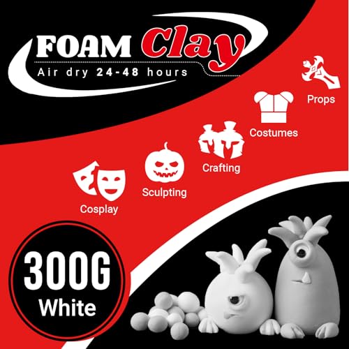 Image of CALPALMY Moldable Foam Clay - 300g High Density Air Dry Clay for Intricate Designs, Cosplay, Crafting, and Artistic Projects - Cutting with a Knife or Rotary Tool, Sanding or Shaping (White)