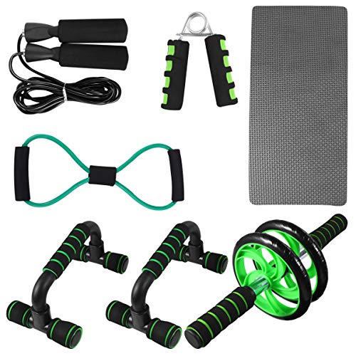 Conjunto de 7 peças de equipamentos de fitness físico da Besportble, corda de pular, rolo ab, treina