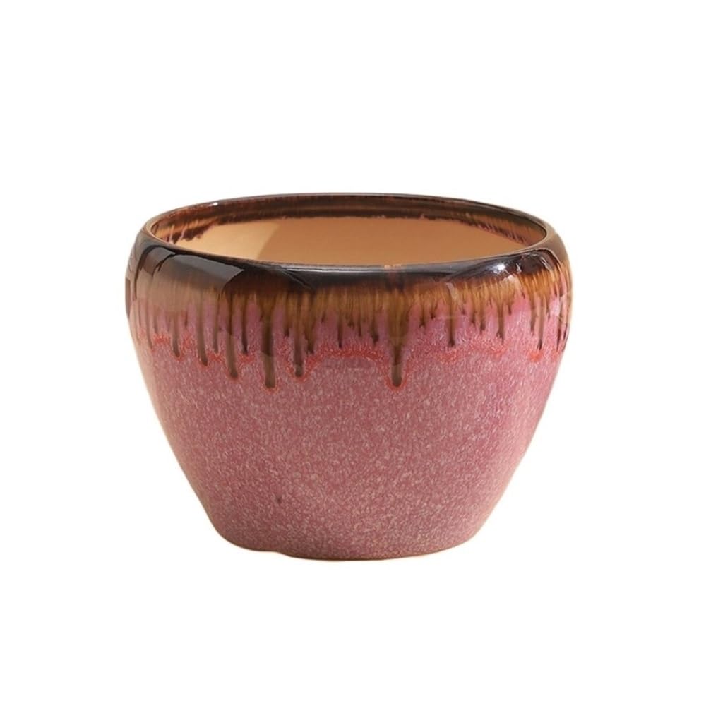 XBGfdySD Ceramic Glaze Planter Pot，with Drainage Hole Round Plant Pot for Indoor Outdoor Plant Flowerpot(Red,Small)