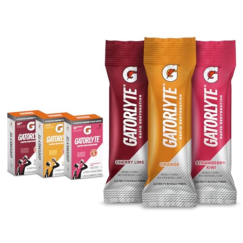 Gatorlyte Rapid Rehydration Electrolyte Beverage Variety Pack Lower Sugar Specialized Blend of 5 Electrolytes No Artificial Sweeteners or Flavors 18 pack 1 pack mixes with 16.9oz (500ml) water