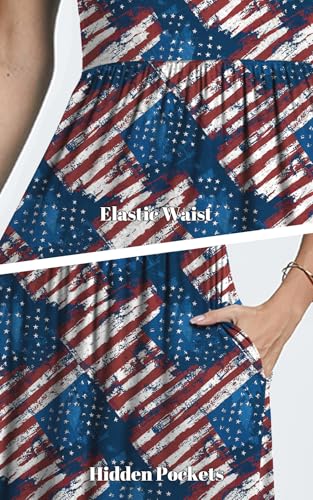 Image of Womens Short Sleeve Empire Waist Dresses Casual Summer Dress with Pockets