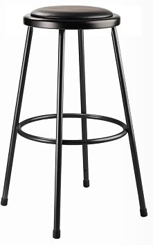 National Public Seating, 30in. Heavy Duty Vinyl Padded Steel Stool, Black, Primary Color Black, Included Qty. 1, Seating Type Office Stool, Model# 6430-10