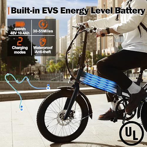 Actbest Electric Bike For Adults Peak 1000W,55Miles 28Mph Top Speed, 20 Inch Fat Tire Folding Electric Bicycle thumb #2