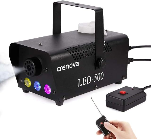 Smoke Machine,Halloween Fog Machine with 7 Colorful Lights, 500W and 3000CFM Fog with Wireless Remote Controls, Perfect for Wedding, Halloween, Party and Stage Effect