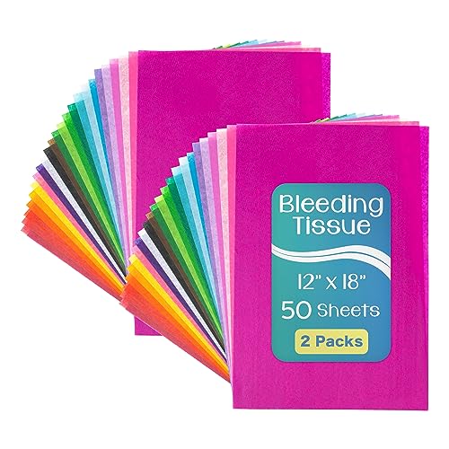 Hygloss Bleeding Tissue Assortment 12 x 18-Inch 20 Assorted Colors 50 Sheets per Pack 2-Packs (100 Sheets Total)