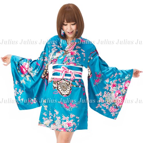 Amazon.co.jp: 花魁系 着物ドレス ワンピース 帯付 浴衣 ポリエステル