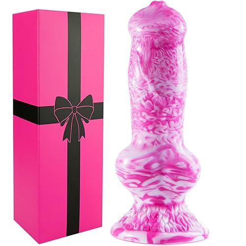13 Inch Hard Anal Dildo Dog Knot Huge Monster Dildo 3 Inch Diameter, Thick Big Head Pink Wolf Animal Dildo Anal Plug with Suction Cup, Silicone Dragon Fantasy XXXL Dildo Penis Sex Toy for Men Women - XXXL