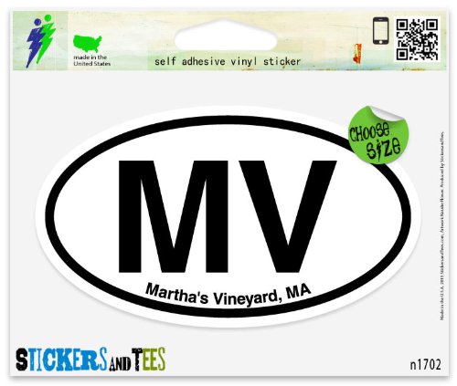 MV Marthas Vineyard MA Oval Vinyl Car Bumper Window Sticker