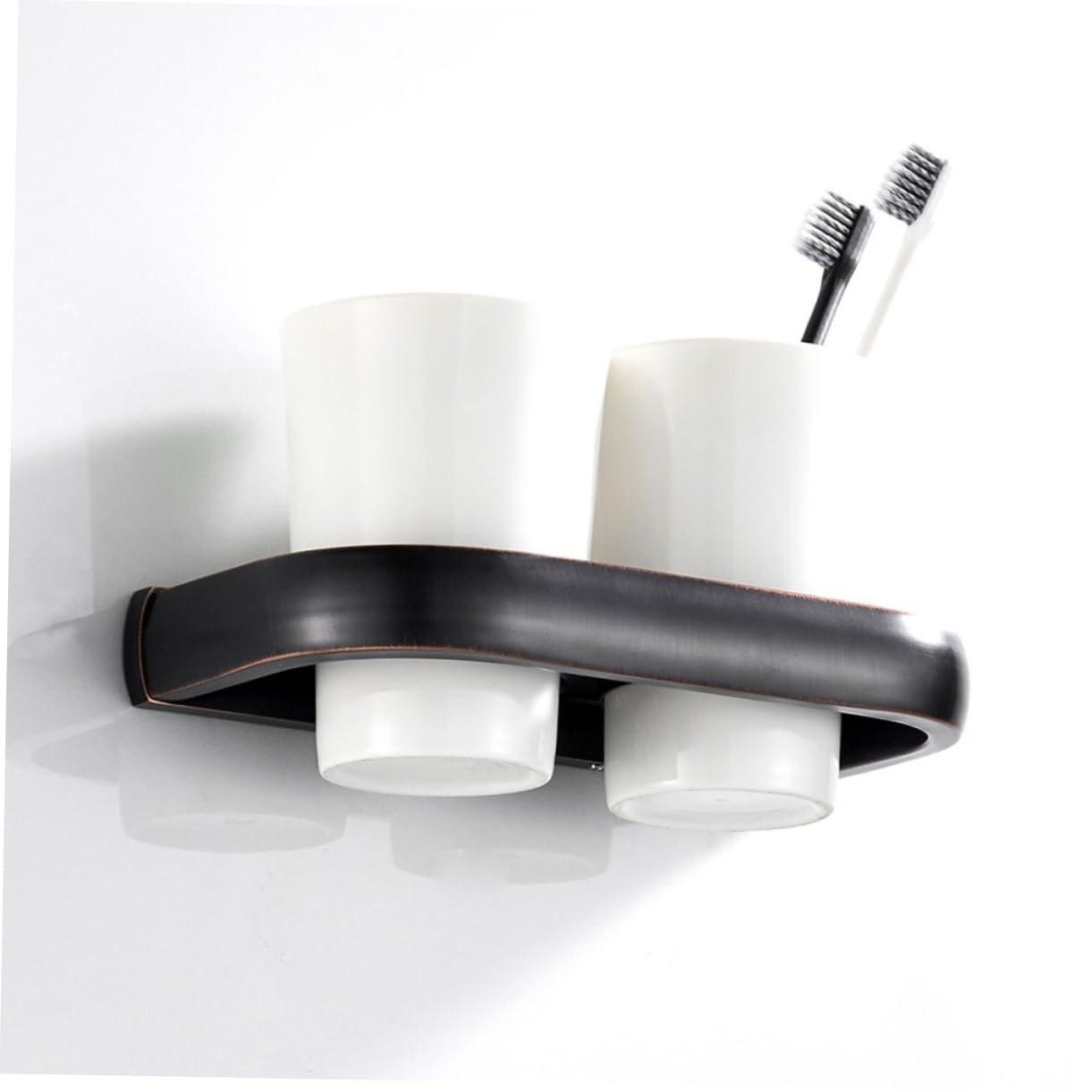 Cabilock Soporte De Doble Vaso De Cobre Antiguo para Cepillos De Dientes Montado Pared Organizador para Baño y Cocina Accesorios Incluidos Diseño Elegante y Resistente La Humedad