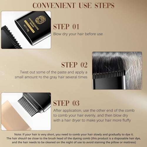 Image of 2 in 1 Hair Color Dye Stick Comb, Safe-And Waterproof and Sweat-Proof Hairs Dyes Comb,Instant and Best Hair Care, for Women & Men, Korean Hair Color Easy Application (Brown Hair Dye) (Brown)
