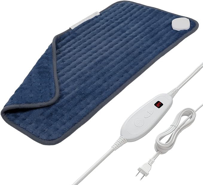 DAILYLIFE Almohadilla térmica de 12 x 24 pulgadas para aliviar el dolor, almohadillas térmicas eléctricas de franela con 6 ajustes de calor,