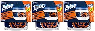 Ziploc Food Storage Meal Prep Containers, Small, 3 Count, Twist N Loc- NFL