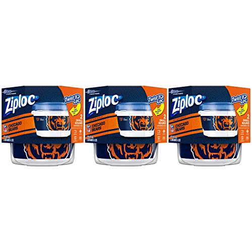 Ziploc Food Storage Meal Prep Containers, Small, 3 Count, Twist N Loc- NFL