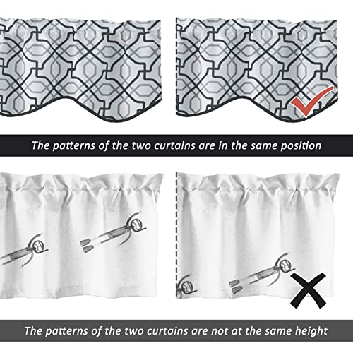 Home Queen Geometric Print Valance For Window, Farmhouse Valence For Living Room Bedroom And Kitchen, Faux Linen Fabric, 54" W X 18" L, Black #TOP4