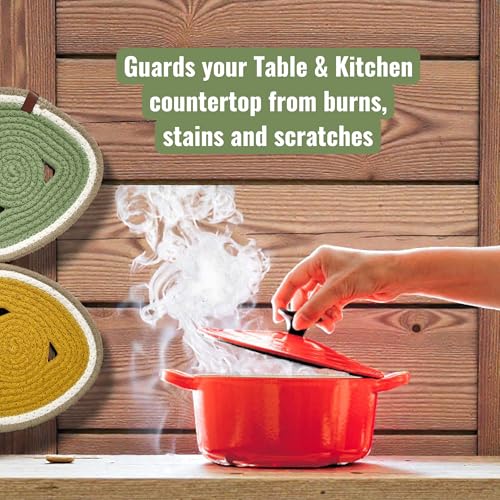 Image of SereneHomes Triangular Trivets for Hot Pots - Dining Table Accessories | Heat Resistant Pads & Kitchen Slab Mats | Set of 3 Fancy Kitchen Coasters (Pista Green, 20 cm)
