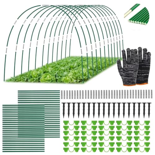 TUIBEIDAMAI 50 PCS Bögen für Hochbeet,Pflanztunnel Bögen,Abnehmbar Folientunnel für Hochbeet,Tunnelbögen Hochbeet,Gewächshaus Bogen 6mm mit Kunststoff umwickelt,Gewächshaus Reifen,Gartentunnel Bögen