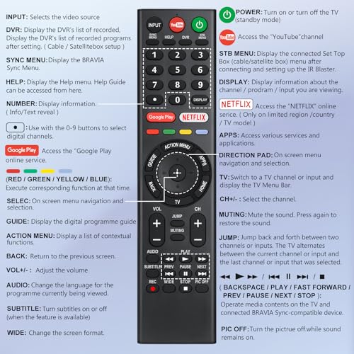 for Sony-TV-Remote-Control-Replacement, Universal Remote for Sony Bravia Smart TVs - Image 6