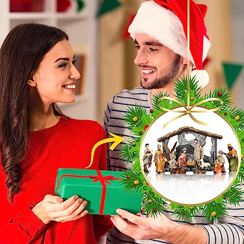 Geetery Conjunto de presépio de Natal com desenho animado inclui manjedoura e estatuetas de resina r