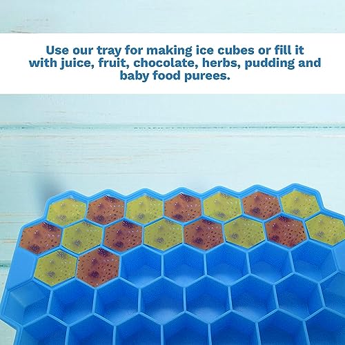 Bandeja para hielo de silicona con tapa azul miniatura 4