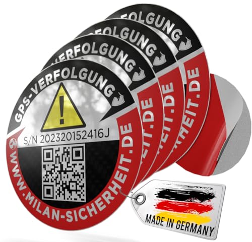 4 Stück GPS Anti-Diebstahl Aufkleber, Tracking Warnhinweis Sticker mit Webseite, Kleine Warnaufkleber (4 Stück, 32mm)