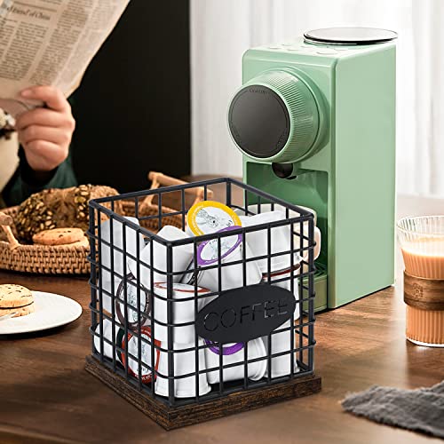 Image of YINMIT K Cup Holder Organizer, Sturdy Coffee Pod Holder Organizer, 35 Kcup Large Capacity Storage Basket for Kitchen Counter and Office Desktop (Square Grid)