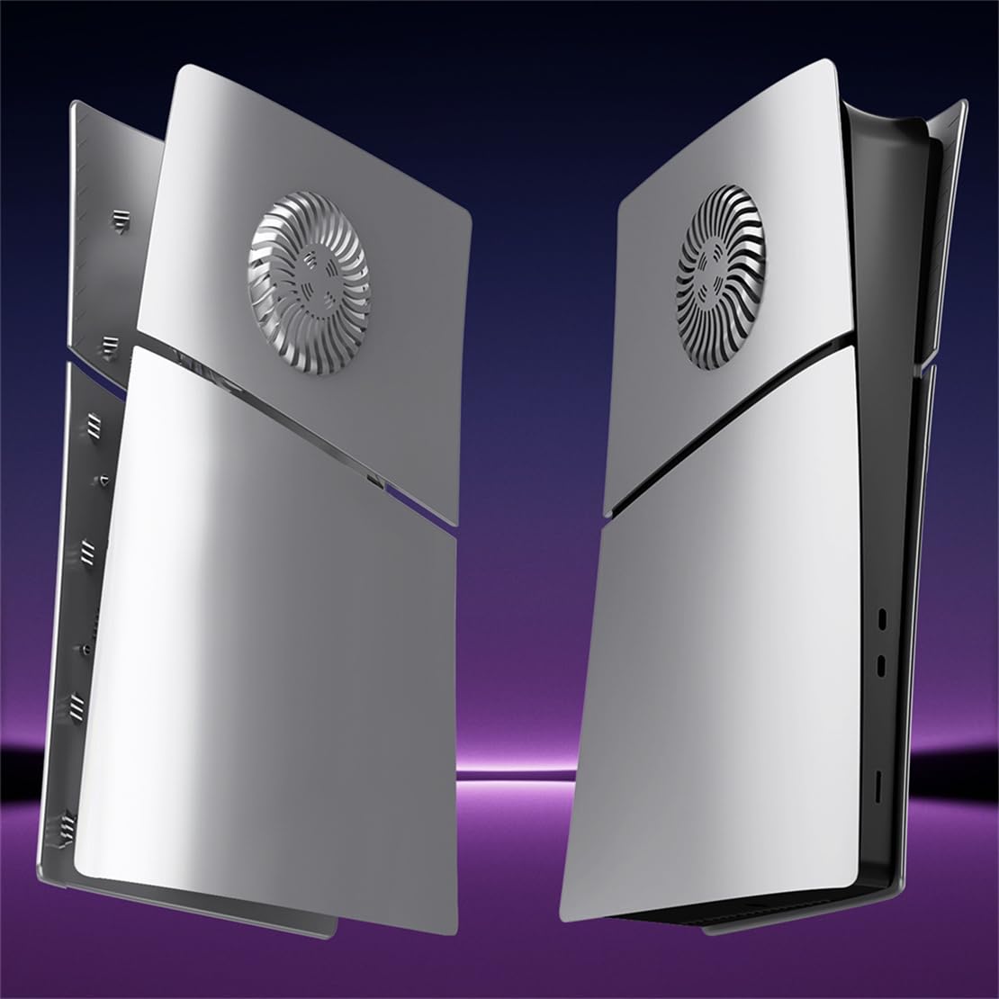 Placa frontal para PS5 Slim consola, placa frontal de repuesto protectora para PS5 Slim Accesorios (versión digital plateada)